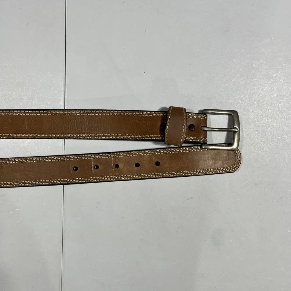 Wrangler Mens Brown Genuine Leather Belt Size 42 Western Rugged Utility Classic